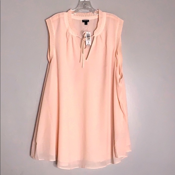 New Torrid Chiffon pleated sleeveless shirt blush pink 5X plus size top - Picture 2 of 10